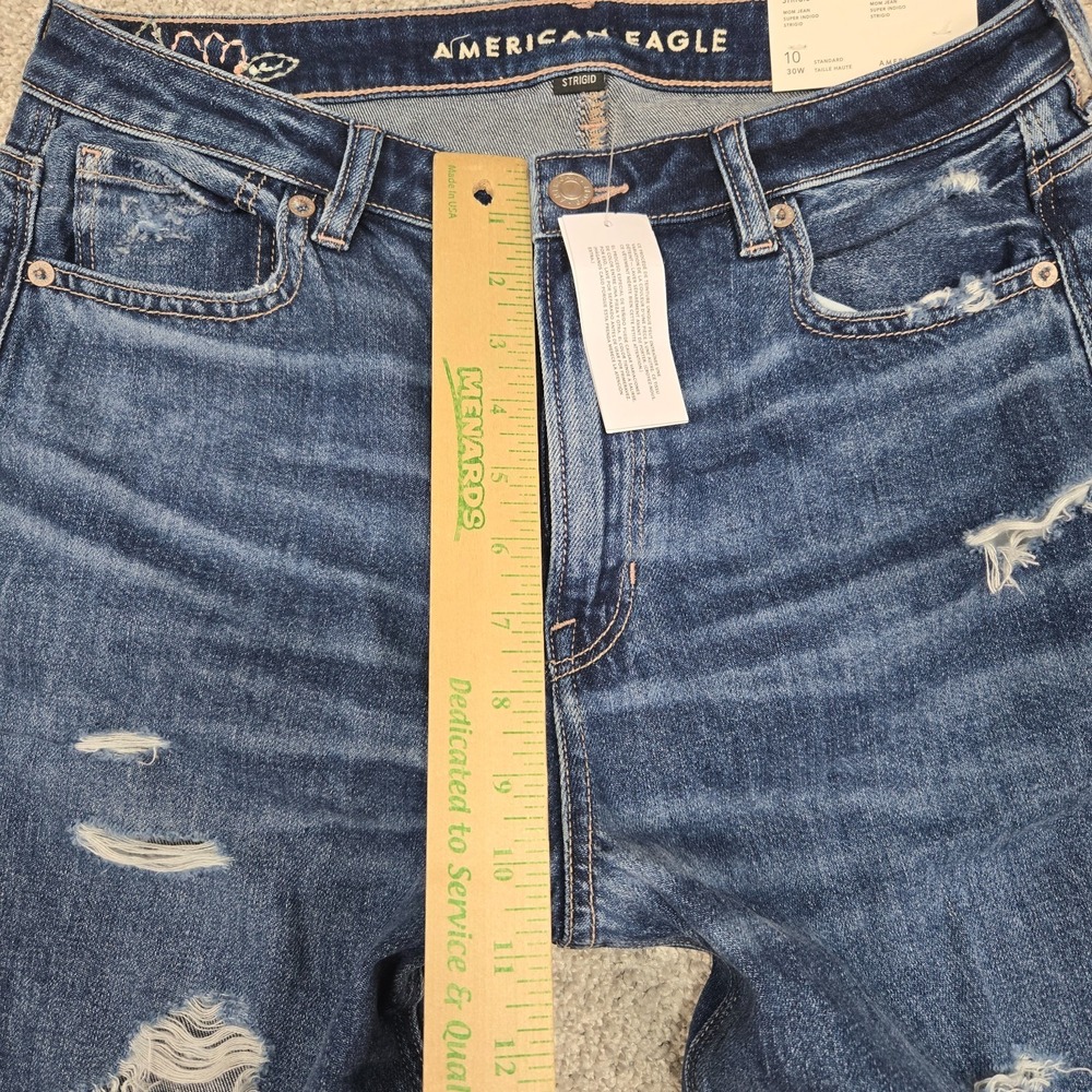 American Eagle Strigid Thrashed mom Jean women 10 (30 x 28) Rose embroidered NEW - Picture 7 of 11